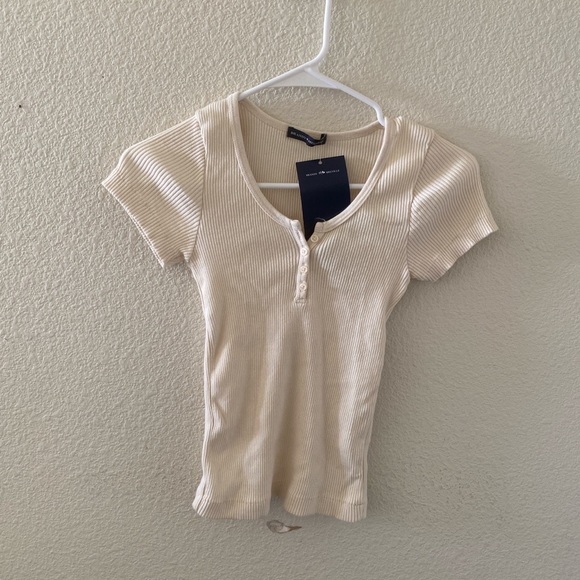 Brandy Melville Tops Brandy Melville Cream Zelly Ribbed 3 Button